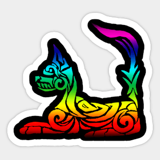 Tribal Design - Rainbow Cat Sticker